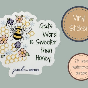 Sticker La parole de Dieu est plus douce que le miel Sticker vinyle, Psaume 119, abeille, nid d'abeille