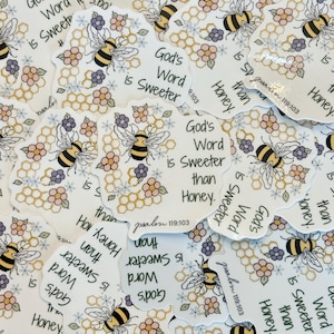 Sweeter Than Honey Sticker – Psalm 119:103 Vinyl Christian Sticker, Bible Verse Design