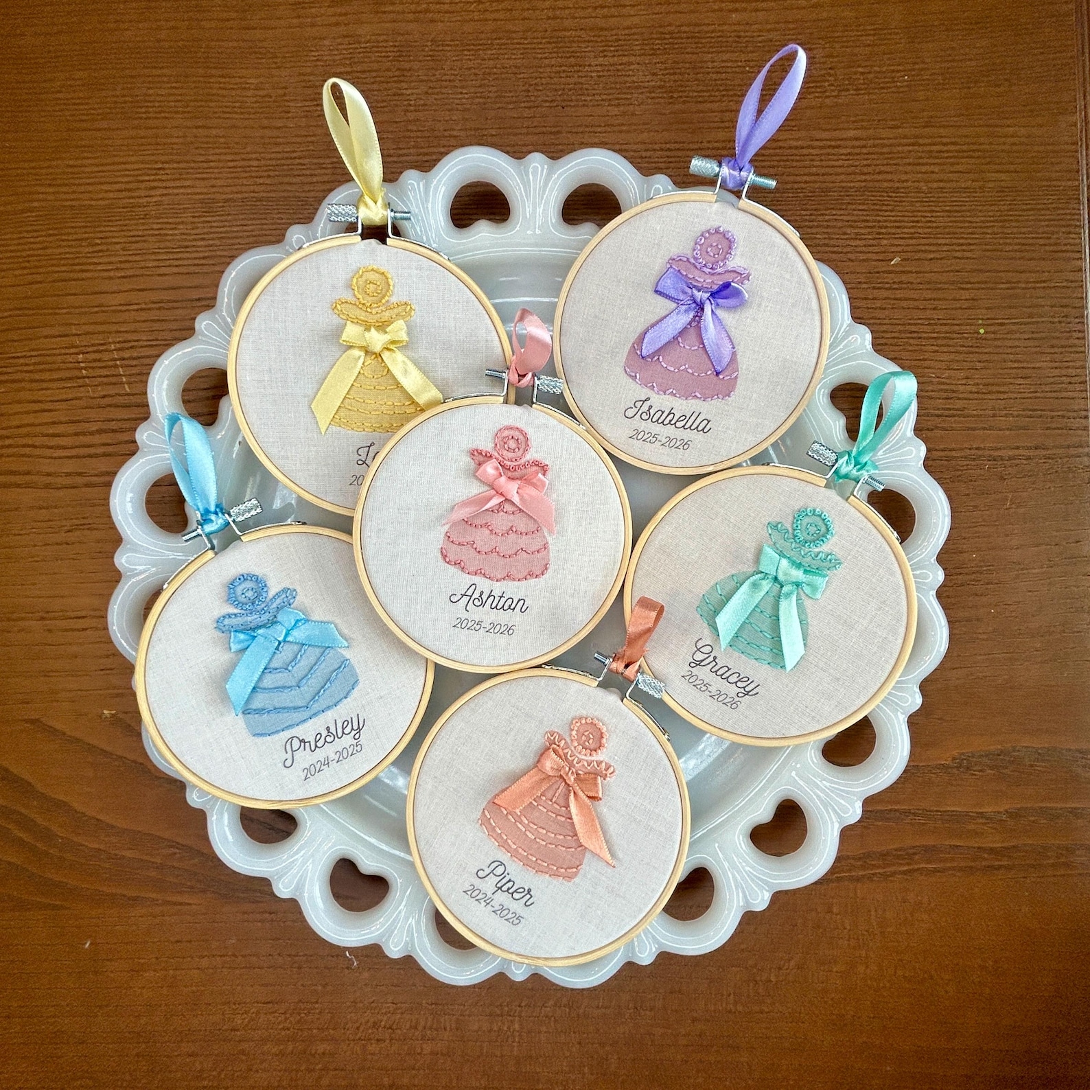 Azalea Trail Maid Personalized Embroidered Ornament, Mobile Maid, Dogwood Maid, Mobile Belle, Christmas Ornament, Handmade, Mobile Alabama