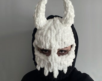 Masque de ski diable avec cornes, cagoule diable cornes, masque de festival, cagoule diable, chapeau cornes de diable, masque de ski diable, masque effrayant