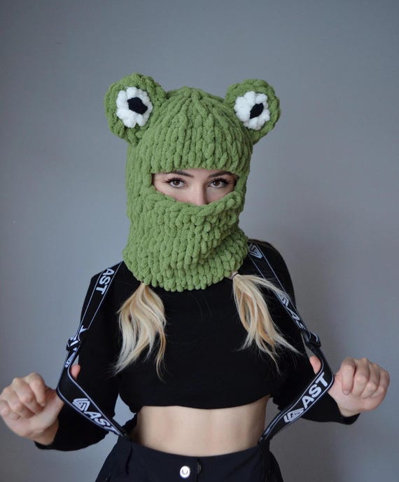 Crochet Knit Frog Balaclava Ski Mask, Cosplay Mask - Etsy