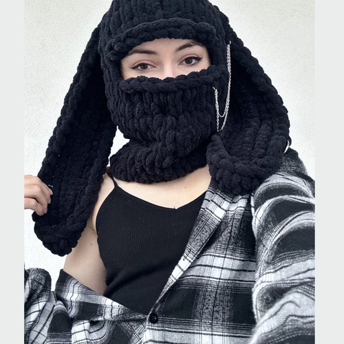 Knit Bunny Ears Balaclava, Bunny Ears Ski Mask, Festival 
