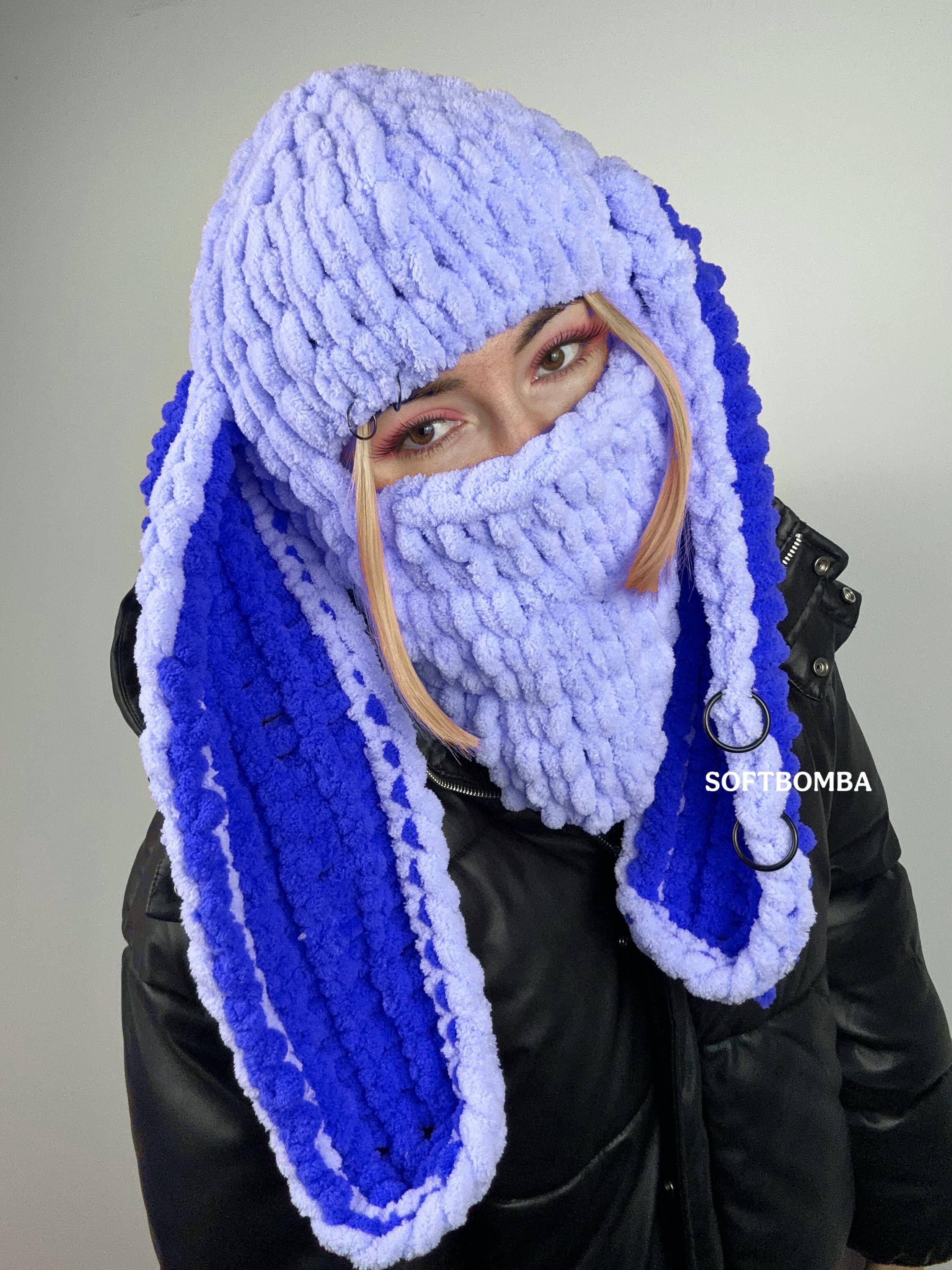 Custom Crochet Bunny Balaclava With Double Color Ears | Rave