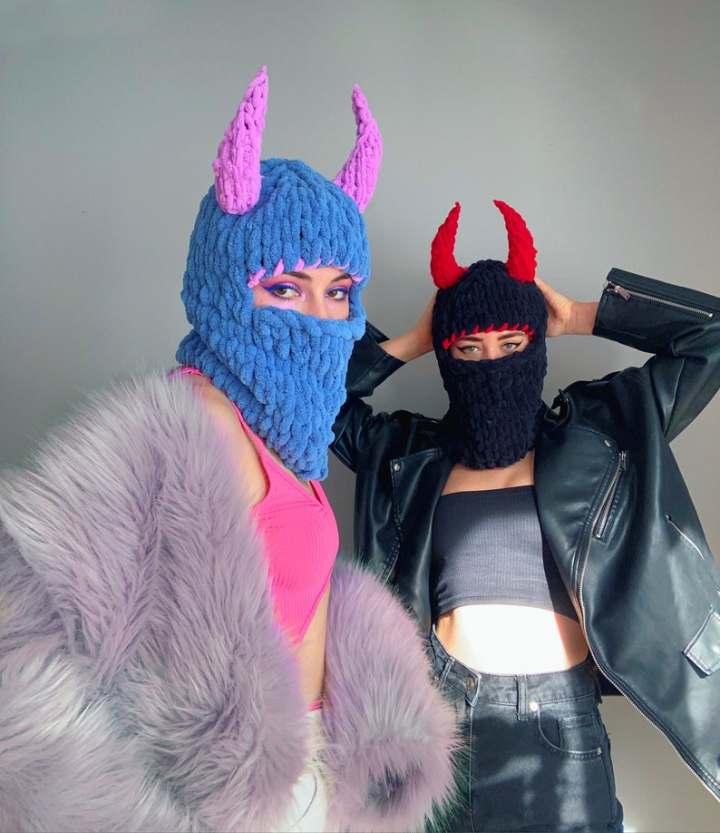 Balaclava Devil Horns Sexy Halloween Costume Balaclava With Etsy