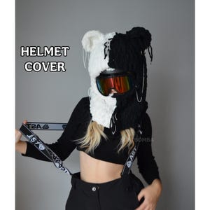 Bear Ski Mask Balaclava Helmet Cover, Teddy Protector Mask, Bunny Skiing Custom Mask, Helmet Hood with Ear, Ski Helmet Hood, Bunny Ear