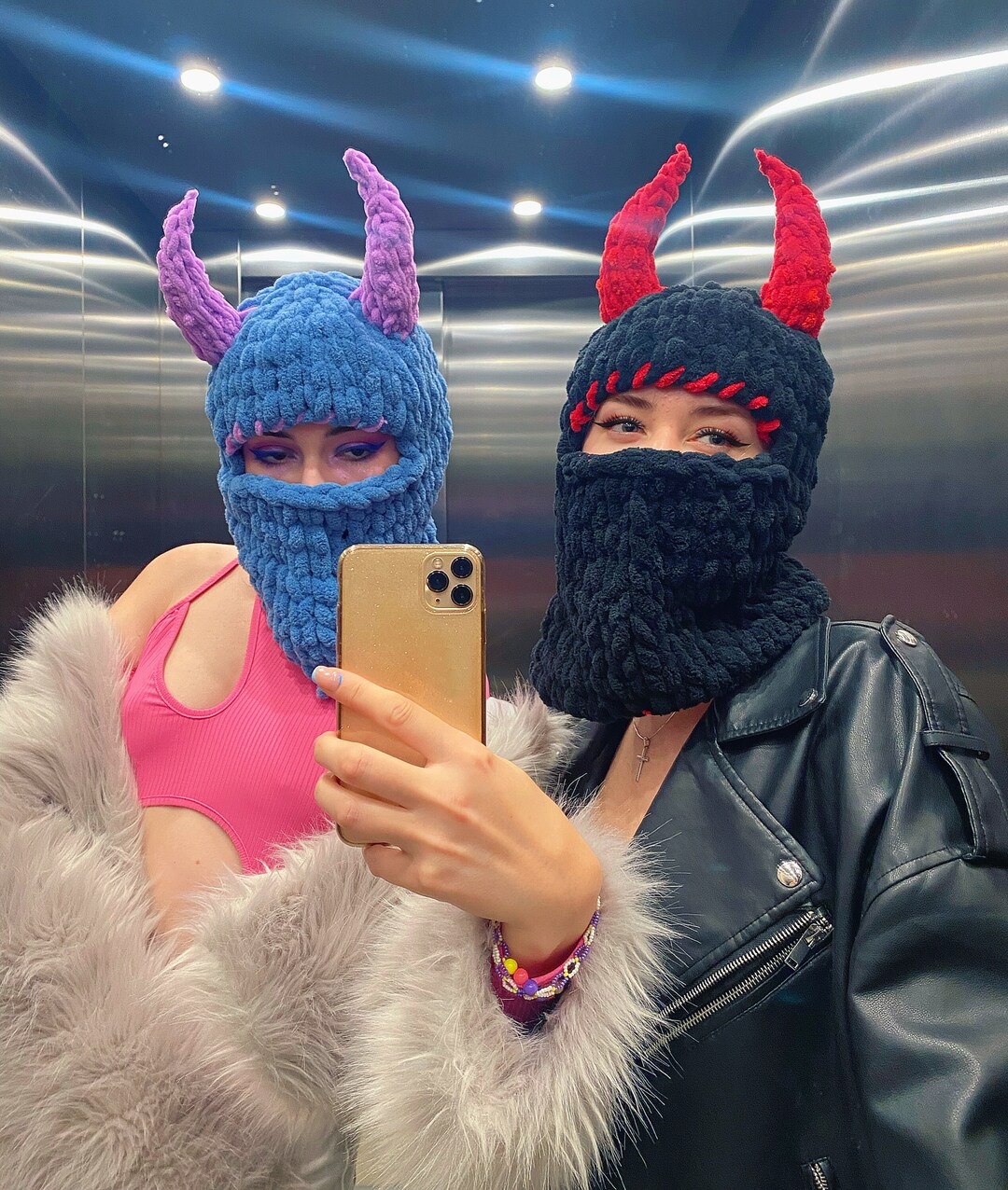 Balaclava Devil Horns Horned Balaclava Balaclava Mask Ski Etsy