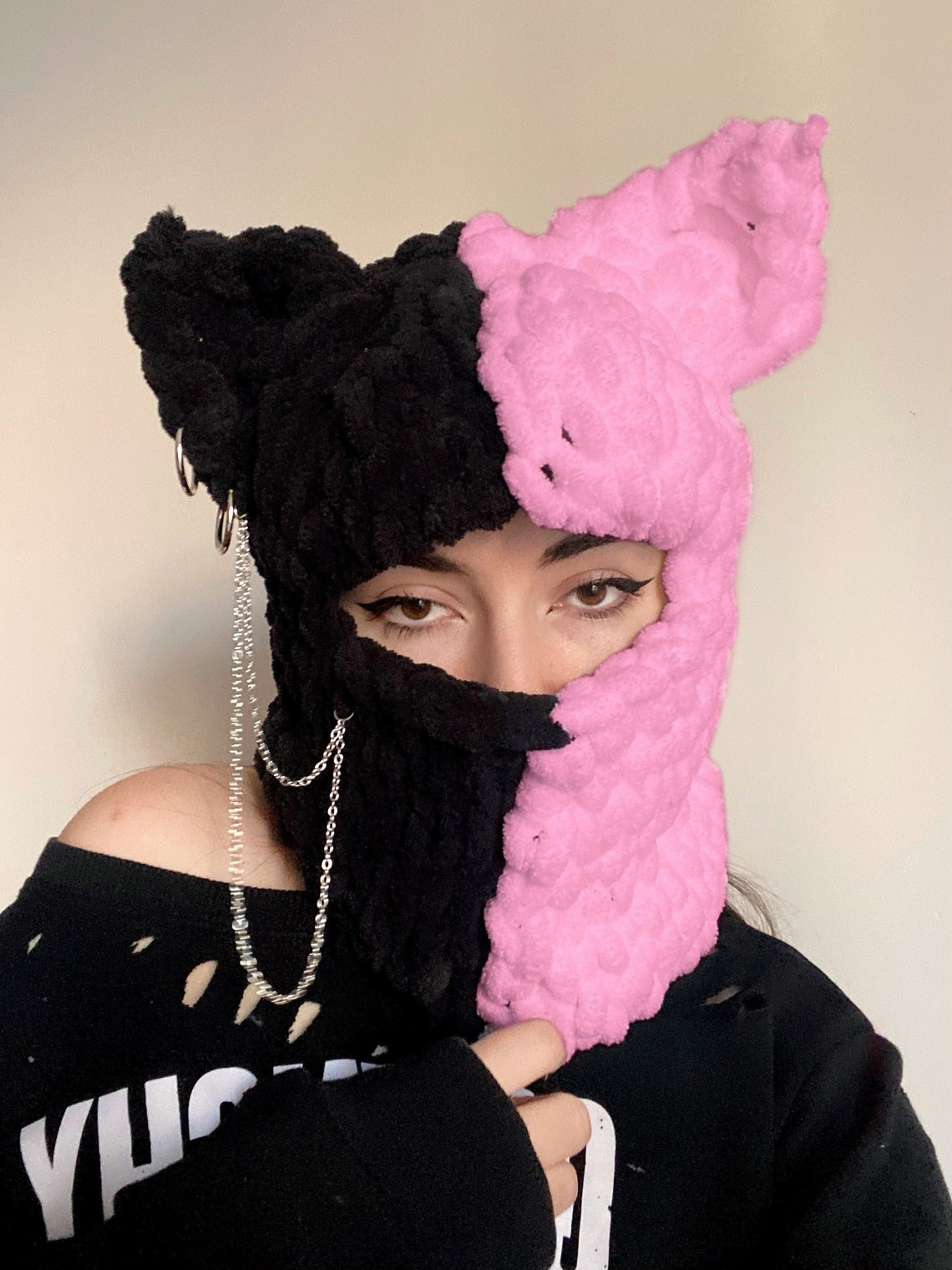 Summer Festiwale Hat Balaclava With Cat Ears Two Colours Etsy