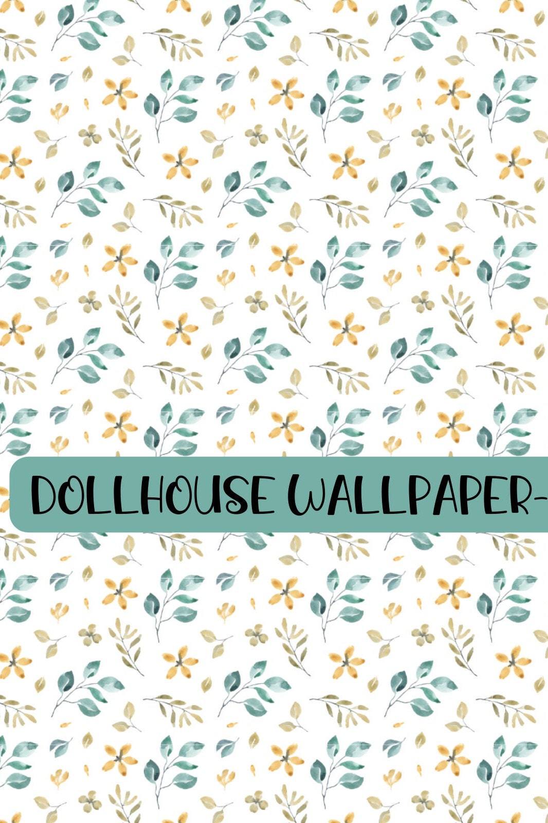 Dollhouse Wallpaper Printable Leaf Botanical Flower Green - Etsy