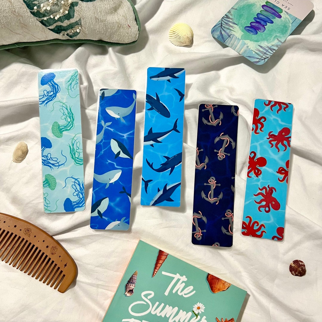 Ocean Life Bookmarks Jellyfish Whales Sharks Anchors Etsy