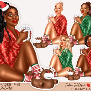 Kerst clipart, zwart meisje png, winter clipart, mode meisje clipart, Kerstmis meisje clipart, zwarte vrouw clipart, vakantie clipart