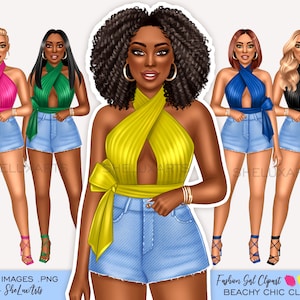 Summer clipart, Black girl clipart, Beach PNG, Fashion clipart, African American, Beach girl, Tropical Hispanic woman png, Hot girl summer