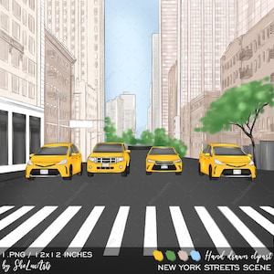 Clipart di scena di New York Background, clipart di New York, sfondo digitale, clipart di paesaggio, clipart di viaggio, arte di New York City