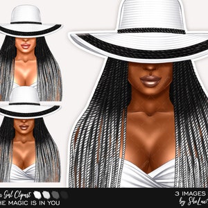 Black woman clipart, Fashion girl clipart, Black girl clipart, Boss lady png, Black woman art, Woman in hat png, Black and white