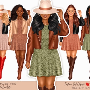 Clipart de fille occidentale, clipart de cowgirl, clipart de fille noire, Cowgirl PNG, fille de ferme, clipart de fille de mode, png occidental, png de fille de petite ville