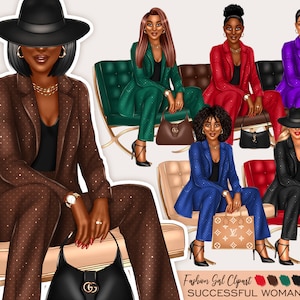 Meisje baas clipart, zwarte vrouw kunst, mode clipart, zwarte vrouw png, Glam clipart, Lady baas clipart, zwart meisje clipart, zakelijke clipart