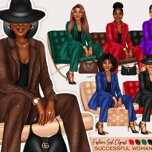 Girl boss clipart, Black woman art, Fashion clipart, Black woman png, Glam clipart, Lady boss clipart, Black girl clipart,  Business clipart