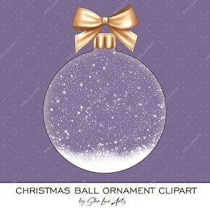 Kerst ornamenten bal clipart, digitale lege kerstbal met sneeuw, sneeuwvlokken grafische sjabloon, PNG glazen bal vallende sneeuw binnen