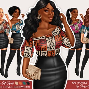 Fashion girl clipart, Woman clipart, Boss babe clipart, Black girl clipart, African American clipart, Black women clipart, Girl boss clipart
