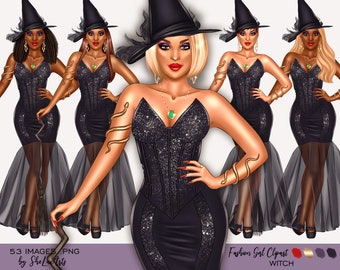 Halloween clipart, Witch clipart, Halloween png, Witchy art, Black girl art, Black woman clipart, Witch PNG, Black girl png,