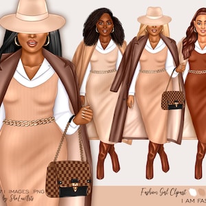 Fashion girl clipart bundle, Doll clipart, Boss lady clipart, Fashion clipart girl, Black woman PNG, Afro girl clipart, Journal clipart