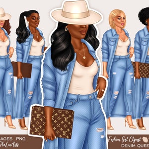 Mode clipart meisje, denim meisje clipart, zwarte vrouw clipart, mode clipart, zwarte vrouw in jeans, meisje baas clipart, baas dame clipart