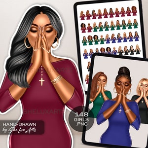 Biddende vrouw clipart, kerk dame clipart, zwarte vrouw clipart, kerk dames png, christelijke png, zwart meisje png, religieuze zwarte vrouwen