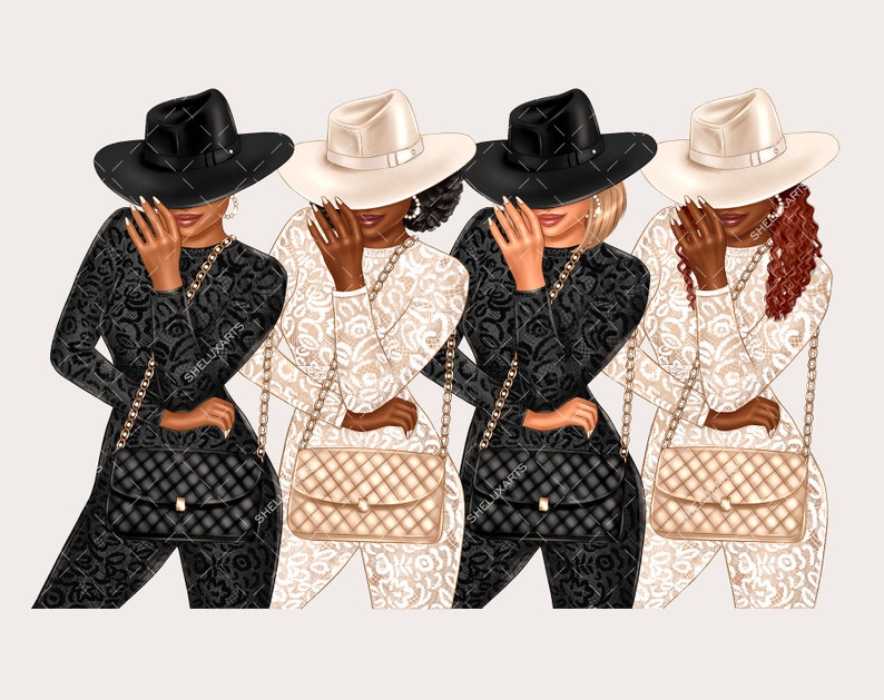 Fashion Clipart Girl Black Woman PNG African American Woman - Etsy