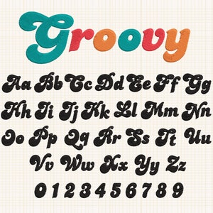 Groovy Embroidery Letters Groovy Embroidery Font Groovy Machine Embroidery Font Groovy Letter Embroidery Groovy Alphabet Pes Hus Jef Dst Vp3