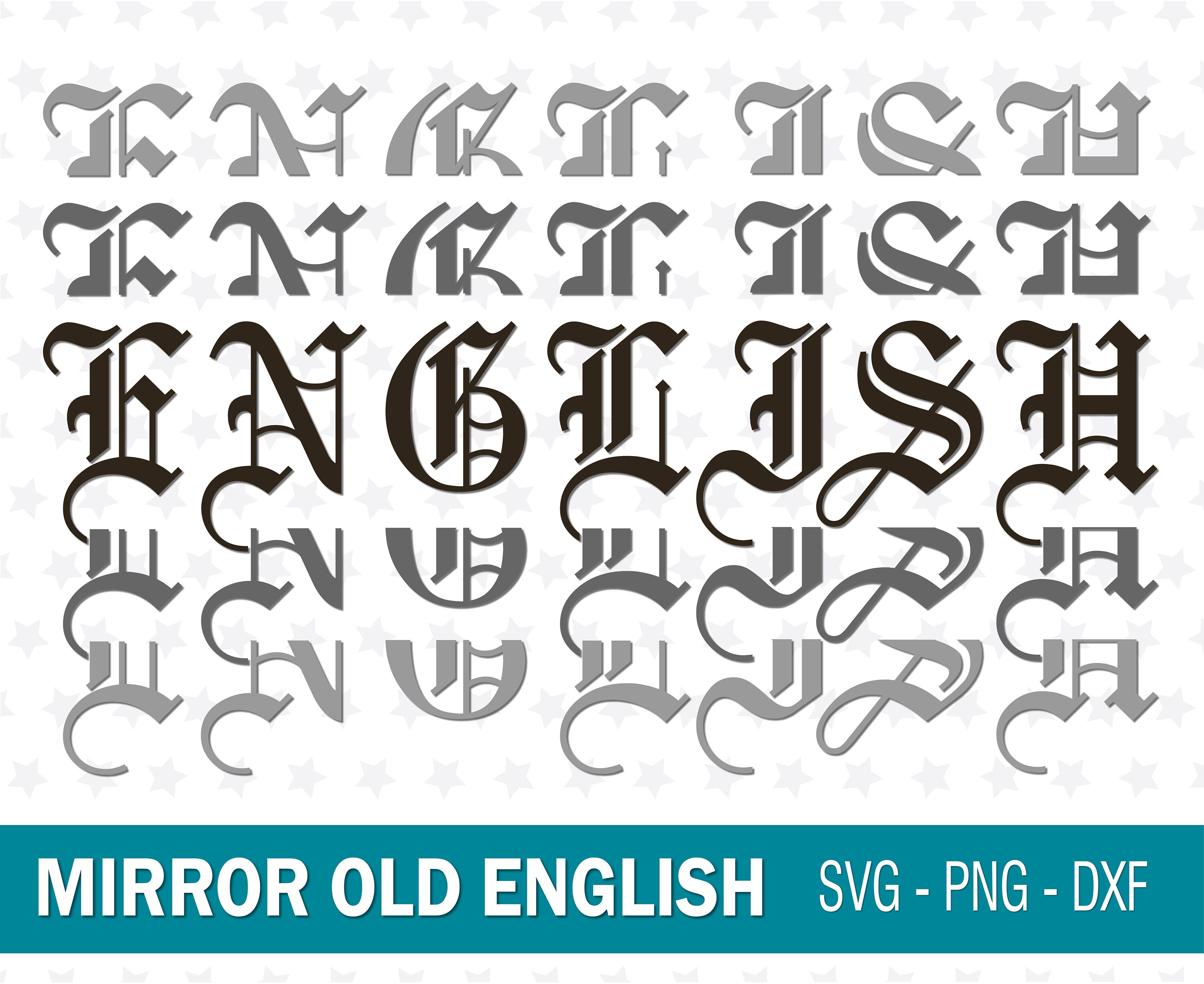 Mirror Font Old English Font Celtic Font Echo Font Mirror Font SVG Files For Cricut Silhouette Celtic Font For Cricut