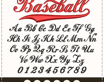 Baseball Embroidery Font BX Machine Embroidery Font Embroidery Font Cursive Embroidery Script Font Bx Pes Hus Jef Dst Vp3