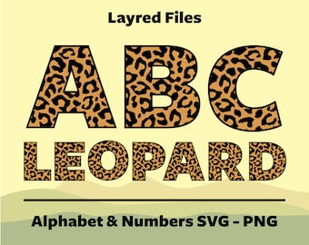 Leopard lettertype SVG PNG Bestanden Animal Font Safari Font Leopard Print Font Leopard Spots Alfabet Letters Leopard Font voor Cricut & Silhouette