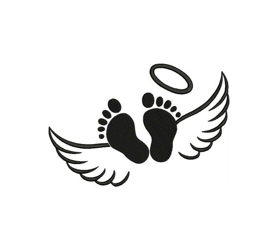 Baby Feet Embroidary Baby Paw Embroidery Baby Feet Angel Wings Halo Embroidery Baptism Embroidery Memorial Baby Angel Wings Embroidery File