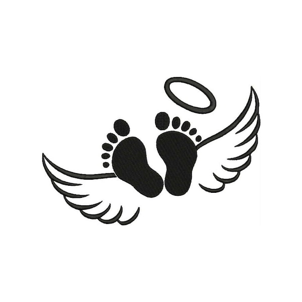 Baby Feet Embroidary Baby Paw Embroidery Baby Feet Angel Wings Halo Embroidery Baptism Embroidery Memorial Baby Angel Wings Embroidery File