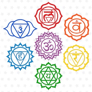 7 Chakra's SVG Files Yoga SVG Boeddha svg Chakra Symbool SVG Chakra's Svg Voor Cricut Silhouet Glowforge Yoga Meditatie svg Sahasrara svg