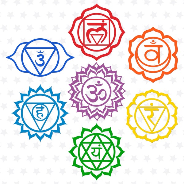 7 Chakras SVG Files Yoga SVG Buddha svg Chakra Symbol SVG Chakras Svg For Cricut Silhouette Glowforge Yoga Meditation svg Sahasrara svg