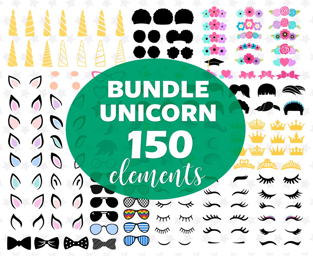 Unicorn SVG Files Unicorn Face Unicorn Head Unicorn Curly Hair Unicorn