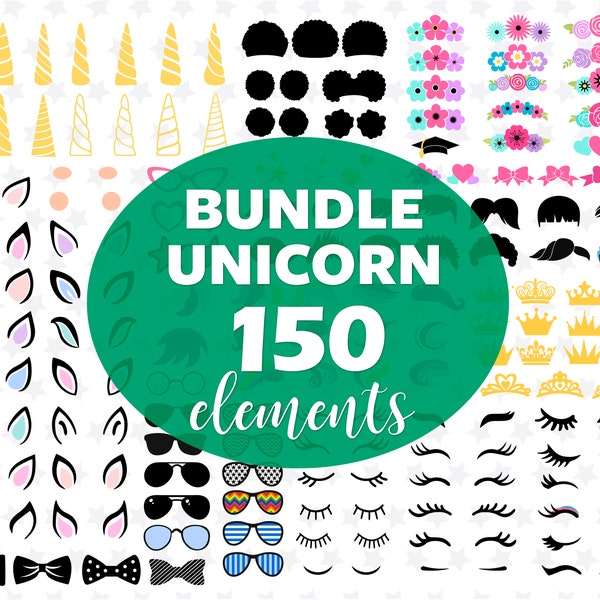 Unicorn SVG Files Unicorn Face Unicorn Head Unicorn Curly Hair Unicorn Horns svg Unicorn Ears svg Unicorn Eyes svg Unicorn Cricut Silhouette