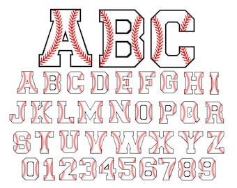 Baseball Font With Stiches Baseball Letters Stiches SVG DXF Files Baseball Font Cricut Silhouette Softball Font Sport Font Baseball Alphabet