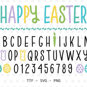 Police de Pâques Happy Easter font TTF SVG PNG Easter Bunny Font Police de Pâques pour Cricut & Silhouette Police d’écriture de Pâques