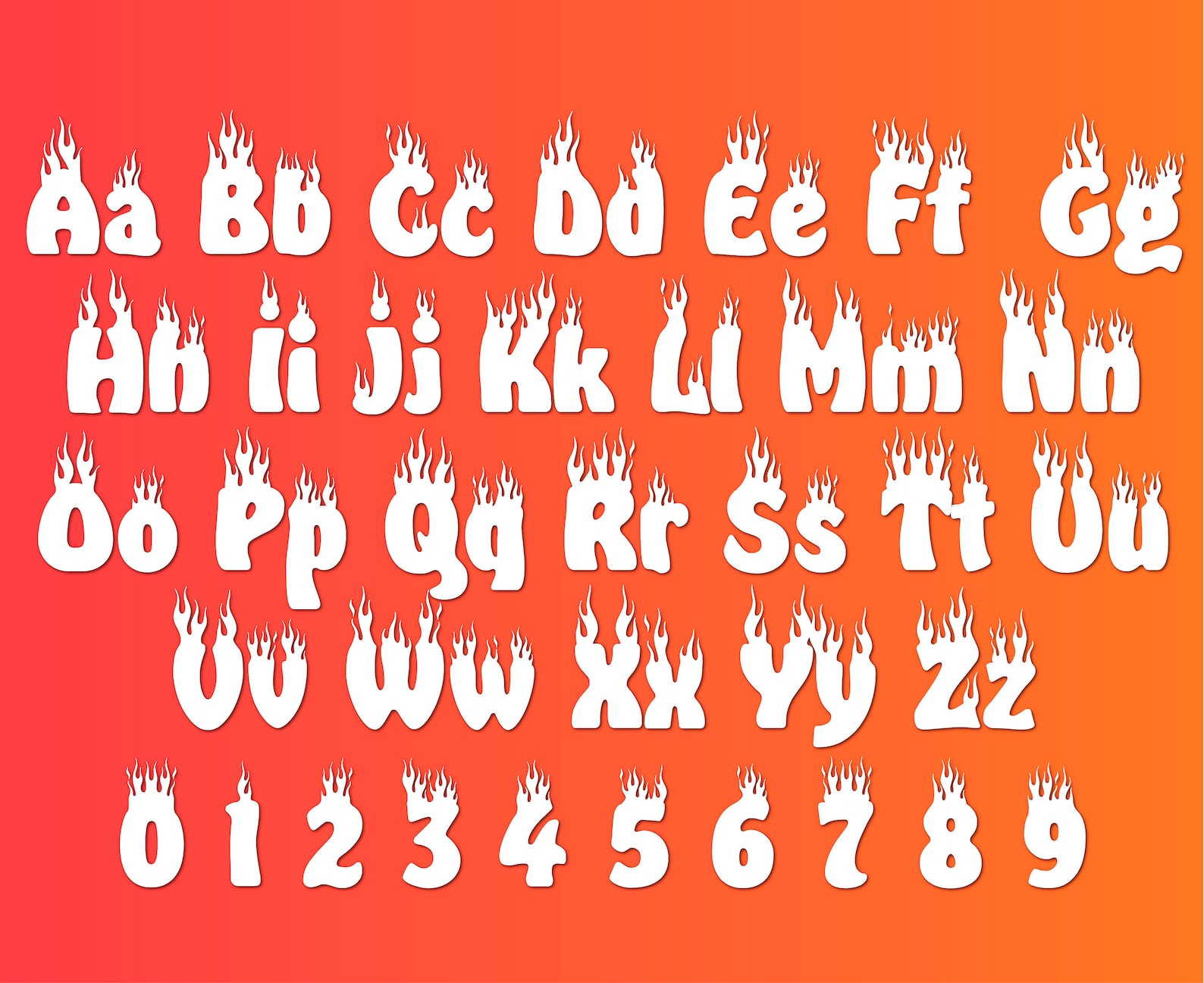 Fire Font TTF SVG PNG Flame Font Flame Font for Cricut Etsy