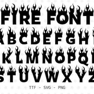 Flame Font TTF SVG PNG Fire Font Flame Font pour Cricut Silhouette Blaze police Flame Letters Fire Letters Burning Font Fire Text Font