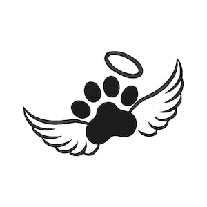 Pet Memorial Embroidary Pet Loss Embroidery Memorial Angel Wings Halo Embroidery Paw Dog Memorial Embroidery Paw Angel Wings Embroidery File