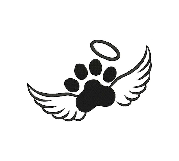 Pet Memorial Embroidary Pet Loss Embroidery Memorial Angel Wings Halo Embroidery Paw Dog Memorial Embroidery Paw Angel Wings Embroidery File