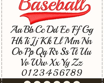 Baseball Embroidery BX Font Machine Embroidery Font Baseball Embroidery Font Cursive Baseball Embroidery Font BX Pes Hus Jef Dst Vp3