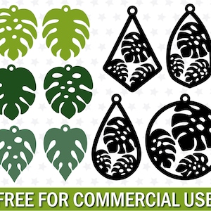 Brincos SVG Brincos Monstera Svg Brincos Svg Glowforge Brincos Folhas Svg Brinco Svg Laser Boho Earrongs Modelo Svg Brincos Svg
