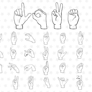Arquivos SVG de linguagem de sinais americana ASL svg png arquivos Surdo Fonte Mão Palavras de sinais americanos asl love file svg ASL Alphabet svg Files