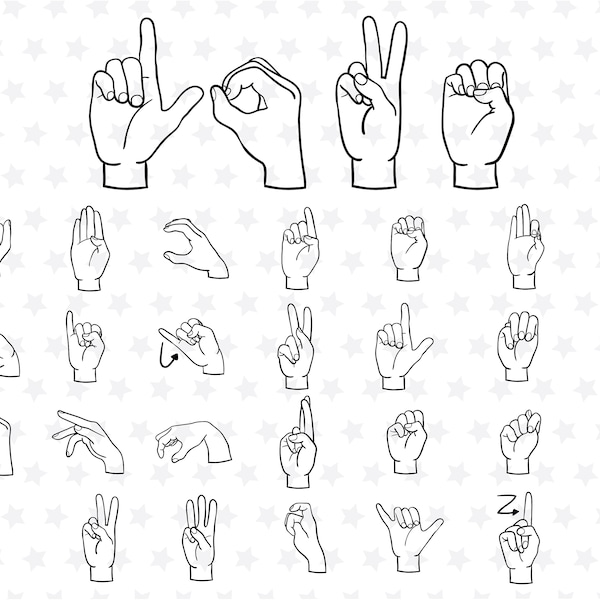 American Sign Language SVG Files ASL svg png files Deaf Font Hand American Sign Words asl love file svg ASL Alphabet svg Files