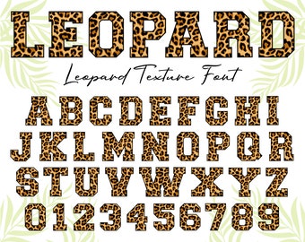 Leopard font Animal Font Safari Font Leopard Print Font Leopard Spots Alphabet Letters Leopard Font SVG PNG DXF for Cricut & Silhouette