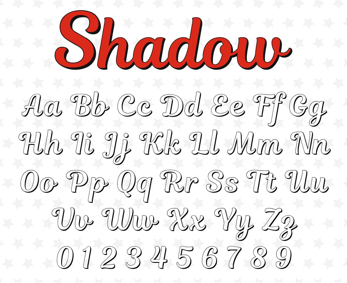 Fuente de sombra ttf svg png Letras de sombra Fuente de sombra Etsy