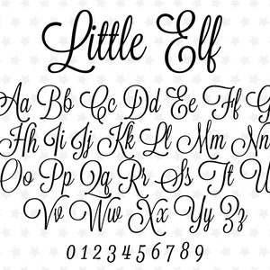Cursief lettertype Elf lettertype Cursief monogrammen Cricut lettertype TTF SVG PNG-bestanden cursief lettertypen voor Cricut silhouet bruiloft cursief lettertype